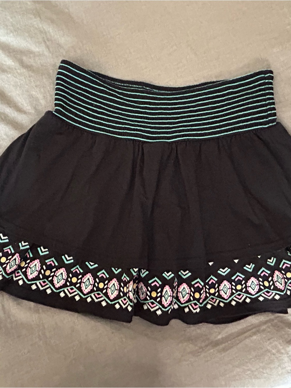 Justice Black Skirt with attached shorts with Blue Stitching
